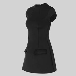 SIERRA DARIEN  HOURGLASS MINI DRESS WITH SHORT SLEEVES - BLACK